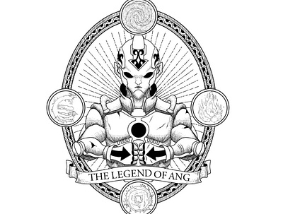 avatar legend of ang art artwork avatar black white cover art design art designlogo digital illustration illustration illustrator logo vector