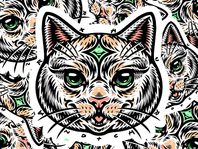 Cat sticker branding characterdesign design graphic design graphics illustration logo vector