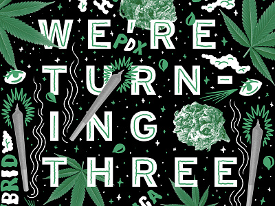 Turning Three illustration marijuana social weed