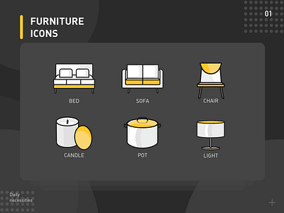 Set of living furniture icons
