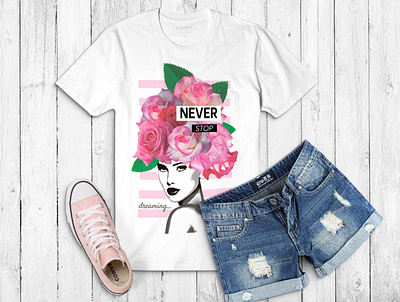 "Girl with flowers" design illustration