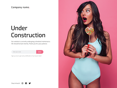Under Construction Page beauty clean dailyui design flat interface landing page luxury maintenance minimal pink simple typography ui ui design uidesign under construction website