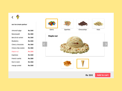 Ice cream menu customization dailyui icecream menu tabletui ui