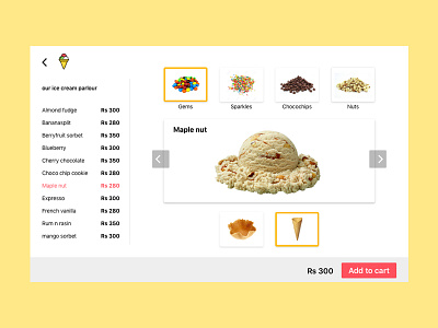 Ice cream menu customization dailyui icecream menu tabletui ui