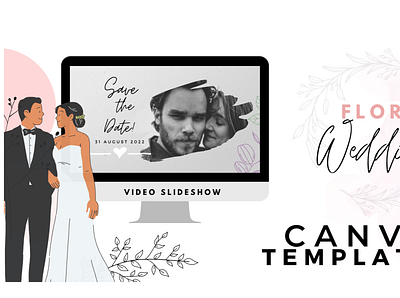 Floral Wedding Template CANVA canva design invitation invite savethedate wedding wedding invitation