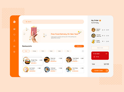 Food Delivery Dashboard branding design e commerce website flat homepage design icon mokeup design ui ux vector website