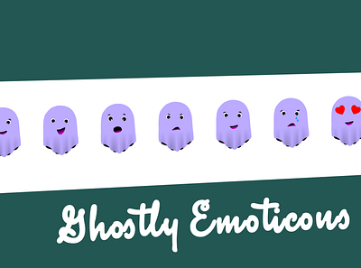 New "Ghostly" Emoticons affinity design dribbble emoji emotion flat ghost ghosts icon illustration minimal svg vector