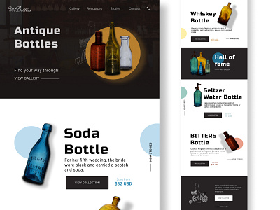 Antique bottle redesigned android app design app design bottle design color theme ecommerce illustration landingpage minimal mockup typography ui ux web design wine bottle