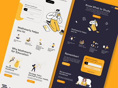 Education landing page color theme dark theme design education website lighttheme minimal minimalist typography ui ux web design