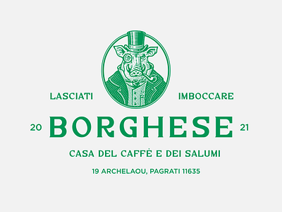 BORGHESE casa del caffè e dei salumi deodamus deos design id illustration logo logotype sign деодамус деос