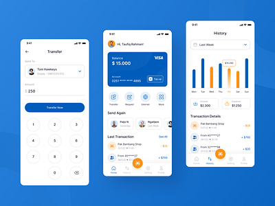 VasPay - Digital Wallet Mobile App app blue design elegant mobile app mobile design money ui ux wallet