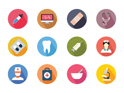 100+ Medical Flat Color Icon Set