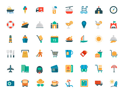 Travel Colored Vector Icons