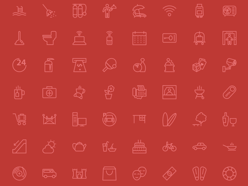 250 Hotel and Restaurant Line Icons hotel restaurant motal icons line outline stroke vectors illustrations