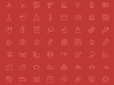250 Hotel and Restaurant Line Icons