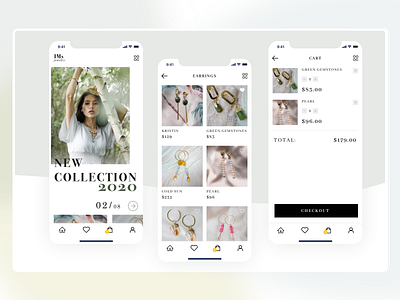 Jewelry app cart concept dailyui desktop e comerce fashion gradient jewelry mobile shop ui ux webdesign website