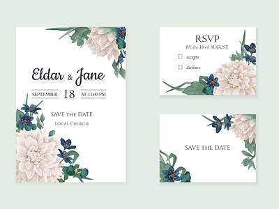 Invitation card with  chrysanthemums flowers