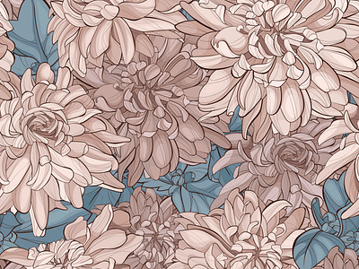 Seamless pattern with  chrysanthemums