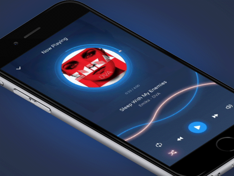 Neon Player Concept albums app application interaction ios list music music player player songs queue