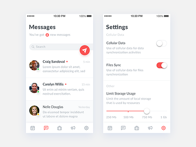 Social App Concept android design ios messages mobile app settings ui ux