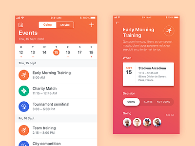 Schedule & Details android app calendar events ios mobile schedule sports startup