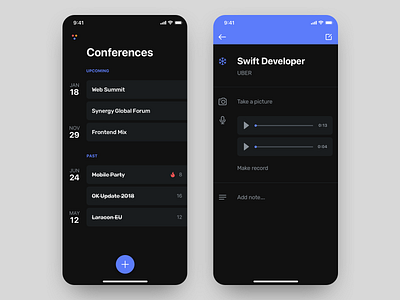 Conferences By Divulture android business card calendar conference events ios mobile app timeline ui ux voice