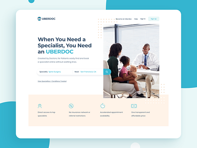 Uberdoc Exploration appointment booking design healthcare landing page medicine schedule therapy ui ux