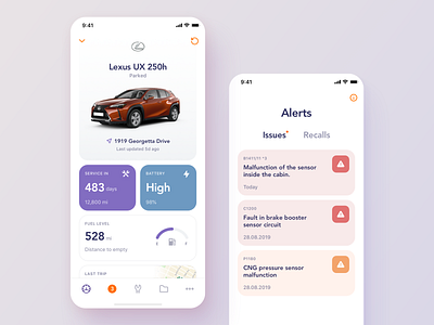 Drive automotive car cards dashboad design diagnostic interaction mobile app notification smart car ui ux