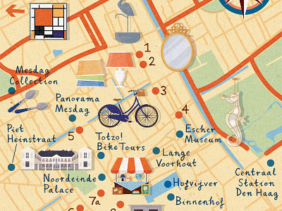 Homes & Antiques - The Hague map antiques art design illustration map netherlands shopping the hague