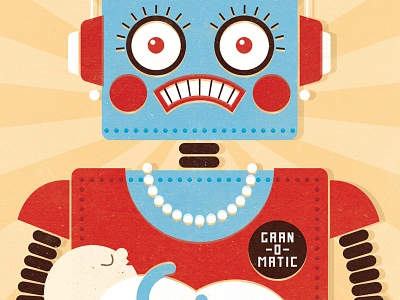 You magazine - Granny or Nanny? art design editorial illustration magazine retro robot