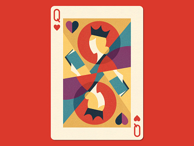 The Queen of Books book geometric heart illustration love minimalist playing card publishing queen queen of hearts reading woman