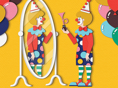 The Planner - Dress to Impress balloons circus clothes clothing clown design editorial fashion illustration magazine outfit paper craft papercut people professional wfh woman workplace