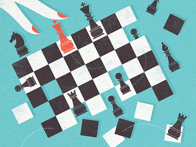Houstonia Magazine - Single Bright Females business chess conceptual entrepeneur female hand illustration strategy woman women work