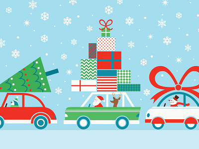 Papyrus - Christmas Card card cars character design characters christmas christmas card design festive holidays illustration snow traffic