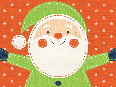 Crafty Santa (Stitched) character character design christmas craft fabric festive holidays illustration retro santa sew stitch