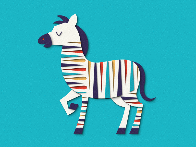Disco Stripes animal animation colors digital gif illustration paper art paper craft paper cut papercraft papercut zebra