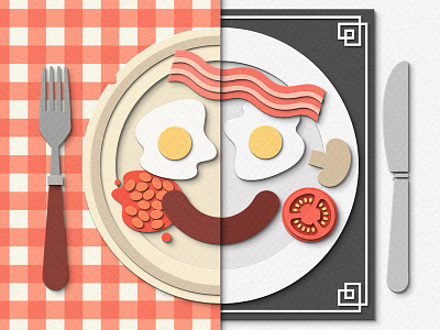 Hotel Breakfast breakfast digital face food hotel illustration paper paper art paper craft paper cut papercraft papercut