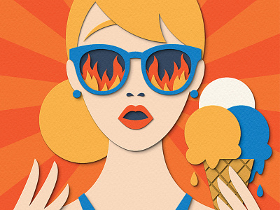 Sunday Times Travel Magazine - Survive a Disaster design disaster editorial fire holiday ice cream illustration magazine summer travel vacation woman
