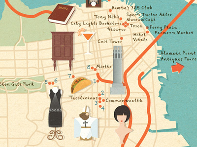 Homes & Antiques - San Francisco map antiques art book cocktail design dress illustration map mouse pope san francisco taco usa wig