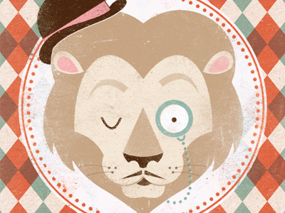 Uncommon Creatures - Lion british class design hat illustration lion monocle moustache pattern uncommon