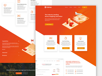 Drone Mapping Landing page data gradient icons isometric landing page orange ui