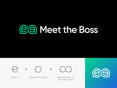 Logo concept branding conversation e ee gradient green logo networking speech talking