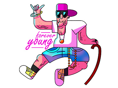 FOREVER YOUNG 90 90s cool dance dancing disco floor forever forever young granpa graphic graphic illustration graphicdesign hit hit the floor illustration old oldman yeah young