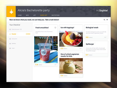 Party app cards checklist interface party