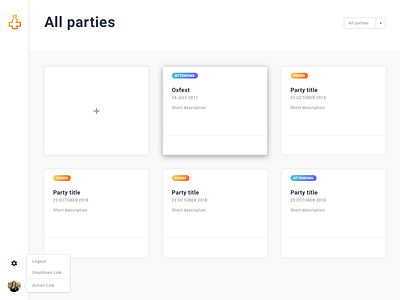 Partylist cards gradient list overview parties