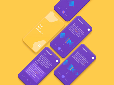 Translate Your Speech - Mobile UI Design app design english flat gradient minimalistic mobile pink purple russian speak speech text translate ui uidesign uiux ux voice