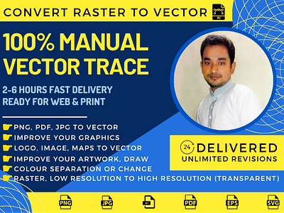 I will convert raster to vector  jpg to vector tracing manually