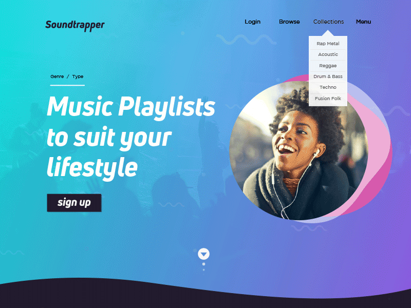 SoundTrapper Website Concept blue gradient music music web web design website