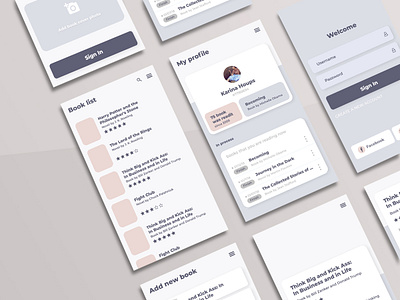 wireframe of book list application aplication app book book app mob mobile mobile app mobile app design mobiledesign protopie ux ui wireframe