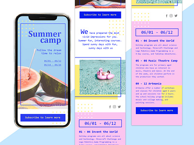 Landing page for summer camp